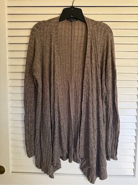 Vintage American Eagle Outfitters Ribbed Open Cardigan in Taupe Brown